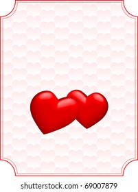 Two vector hearts on romantic background