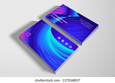 Two vector horizontal business cards. Abstract gradient swirl