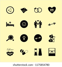 two vector icons set. with candles heart, wedding ring, wedding rings and flippers in set