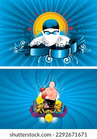 Two vector illustration posters for a spam bath and a man with boxing gloves