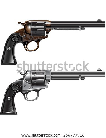 two vector illustration of a revolver Marshall different colors