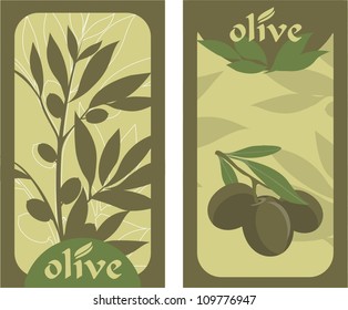 two vector label. green olives