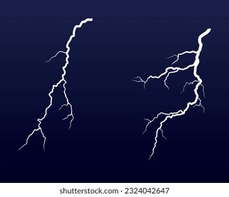 Two vector lightning bolts. Thunder and lightning