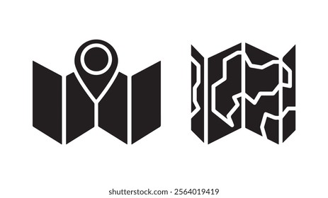 Two Vector Map Icons with Location Markers