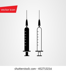 Two vector medical syringes in flat style