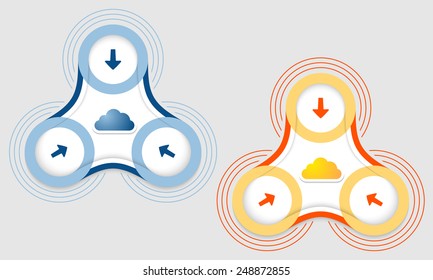 Two vector objects and cloud
