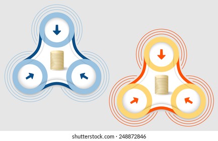 Two vector objects and coin