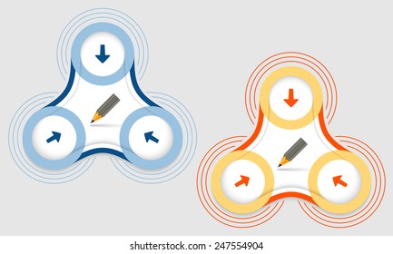 Two vector objects and pencil