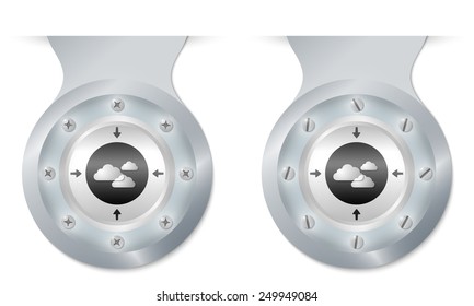 two vector objects with screws and clouds