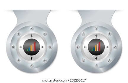 two vector objects with screws and graph