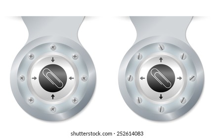 two vector objects with screws and paper clip