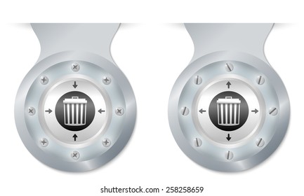 two vector objects with screws and trashcan