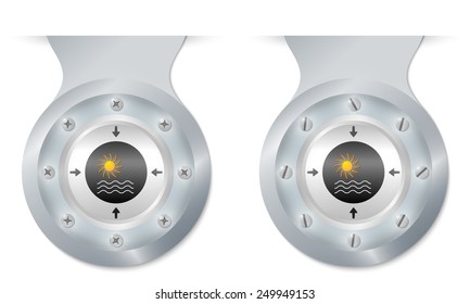 two vector objects with screws and waves