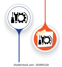 Two vector objects and tools symbols