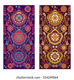 Two vector Paisley covers or stickers background on phone