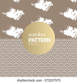 Two Vector Patterns for package, book and screen design. Brush Doodle and Traditional Water Pattern