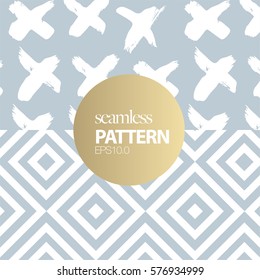 Two Vector Patterns for package, book and screen design. Brush Doodle and Geometric Pattern