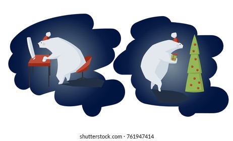 Two vector pictures of a polar bear