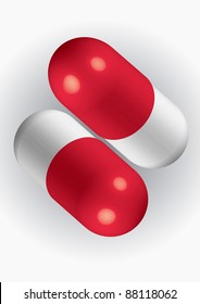 two vector pills on a white