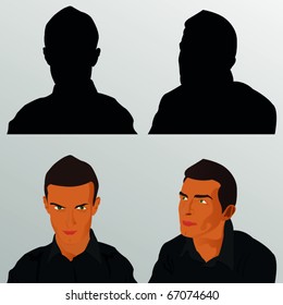 two vector portrait of the man