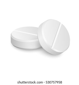 Two vector realistic medical pills isolated on white background.