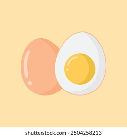 Two vector realistic white eggs. Isolated eggs on orange background.