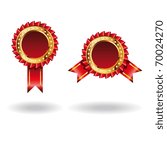 two vector red awards isolated over white
