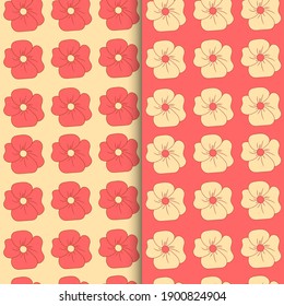 Two vector seamless patterns with flowers