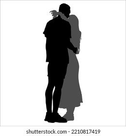 Two vector silhouettes. Isolated on white background. lovers