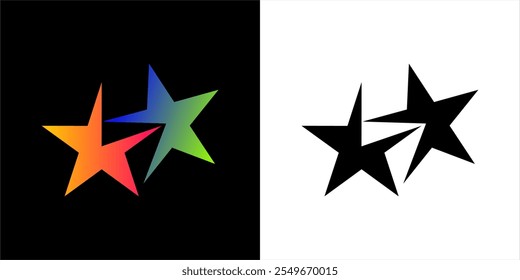 two vector stars for ornamentation or adding design elements for printing or digital drawing purposes