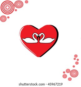 two vector swans in love isolated on white background