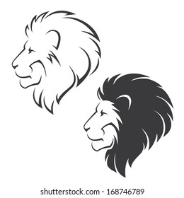 Two Vector Symbols With Lion Head In Profile