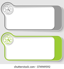 Two vector text boxes for your text and globe and magnifier icon