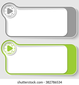 Two vector text boxes for your text and globe and play symbol