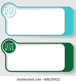 Two vector text boxes for your text and vegan fresh menu headline