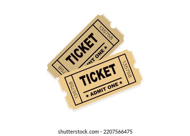 Two vector ticket isolated isolated on white background. Template of Ticket card. Ticket for entrance to the event. Vector tickets templates on concert, cinema, theater, play, party, festival