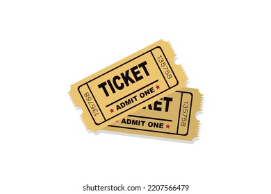 Two vector ticket isolated isolated on white background. Template of Ticket card. Ticket for entrance to the event. Vector tickets templates on concert, cinema, theater, play, party, festival