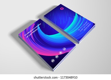 Two vector vertical business cards with twisted shape