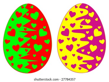 two vectorial easter eggs with a heart
