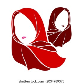 two veiled women. logo vector design for your pashmina hijab brand