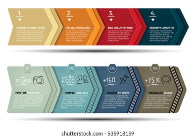 Two version of arrow frames with option for info graphic on white background - vector illustration