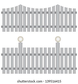 Two versions of the classic fence with lighting lamps. Vector illustration.