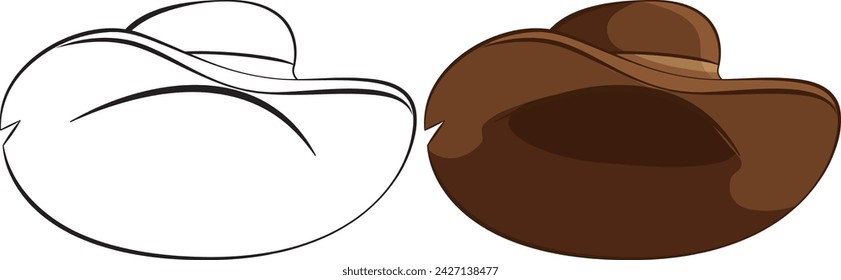 Two versions of a cowboy hat, outlined and colored