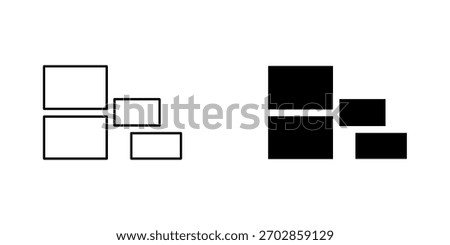 Two versions of a gallery icon, one with a line and one with a solid fill isolated on