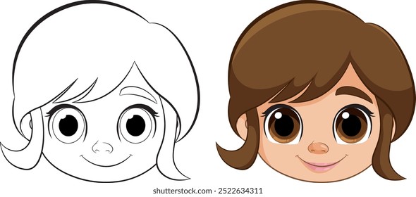 Two versions of a girl's face