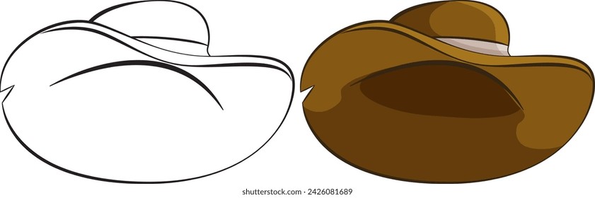 Two versions of a hat, outlined and colored