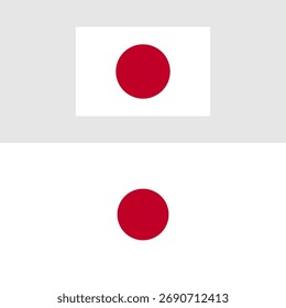 Dos versiones de la bandera japonesa (Hinomaru): un Anuncio rectangular estándar y un ícono circular. 