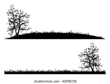 two versions of the landscape in black and white