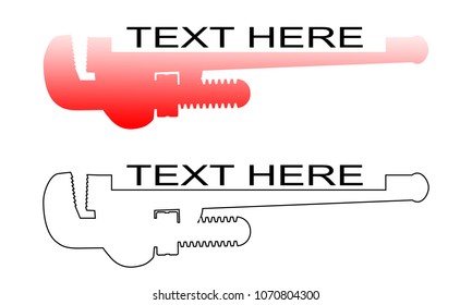 two versions of a logo for plumber made with a stylized wrench pipe and space for the company name