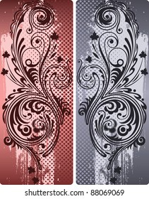 Two versions of the ornamental composition in color.
